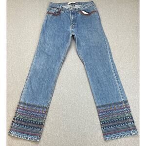 Gap Jeans Womens 12 Blue Denim 100% Cotton Embroidered Medium Wash Bootcut VTG